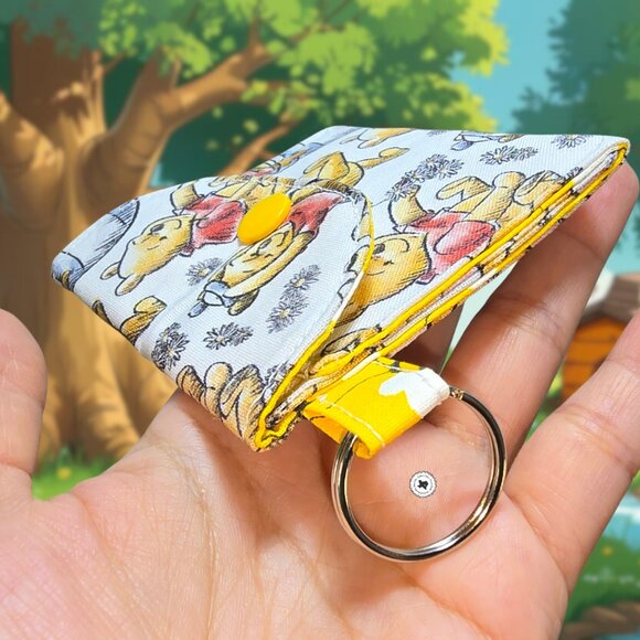 Handmade Winnie The Pooh Card Wallet with Keyring | Mini Wallet Bag Charm - Picture 3 of 5
